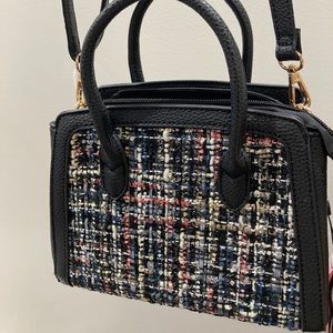 LIKE DREAMS Black & Pink Plaid Purse w/ Crossbody & handle